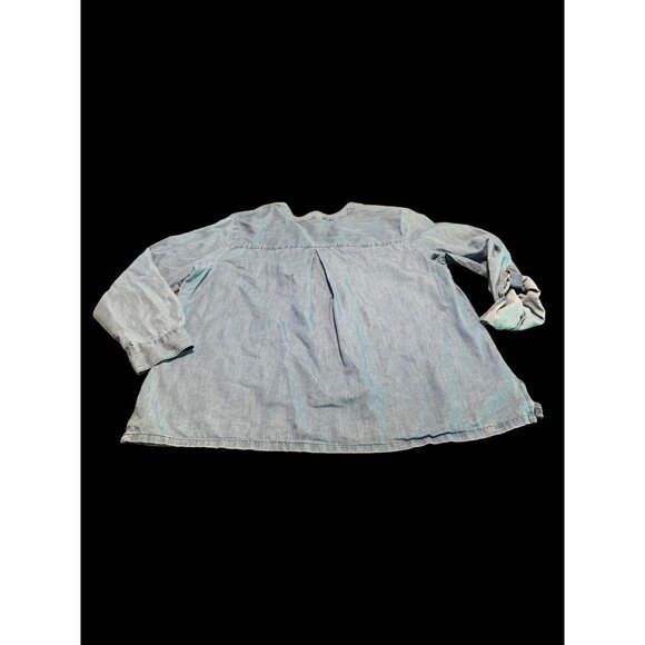 Bandolino Trinity Denim Blue Jean Long Sleeve Blouse Beaded Accent Ladies XXL - Picture 6 of 8